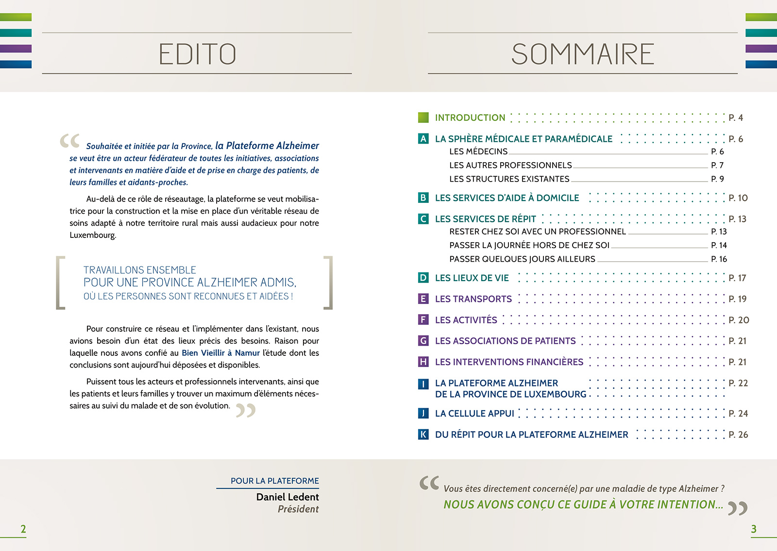 Edito and Summary of brochure about Alzheimer's disease