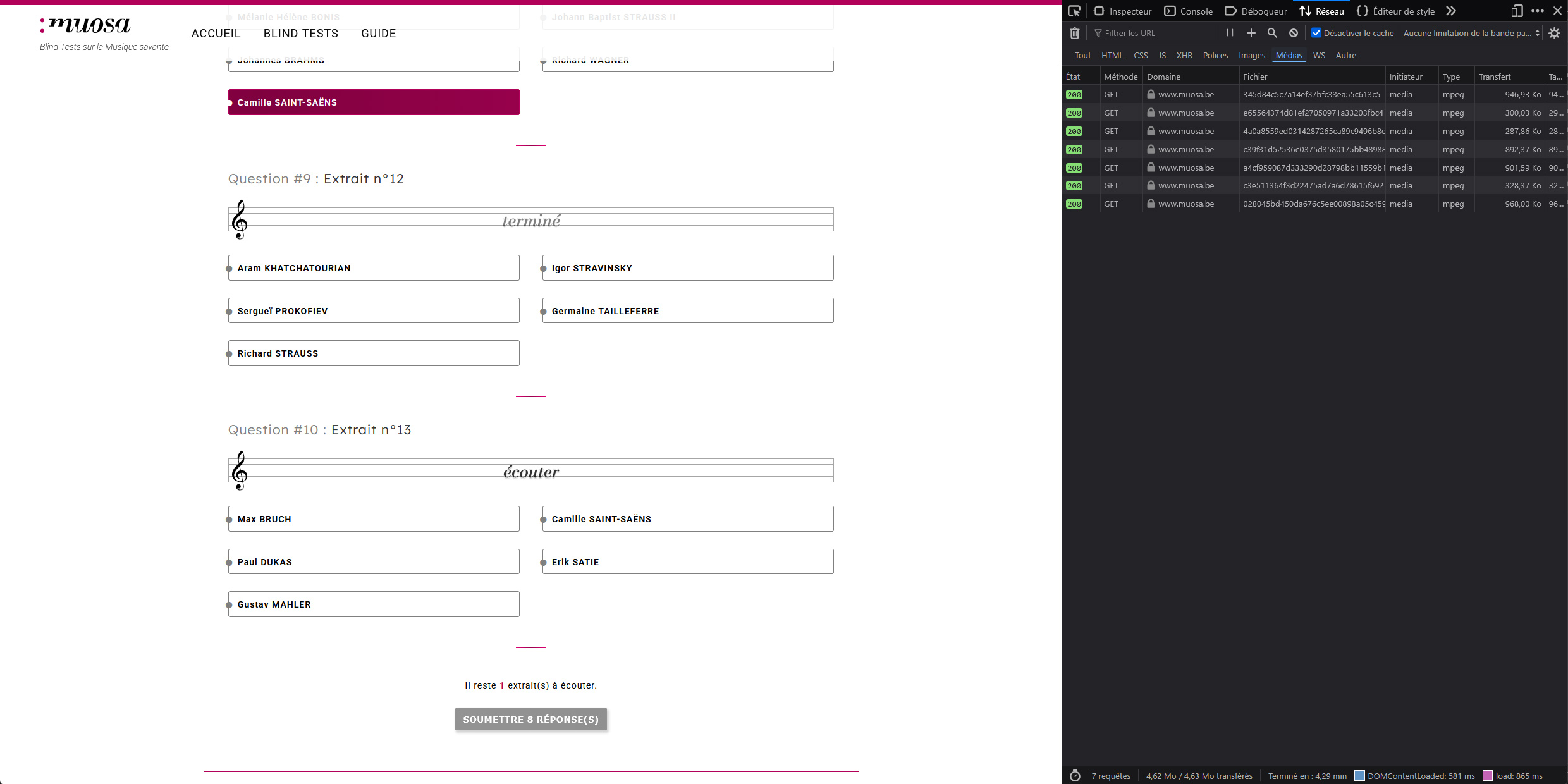 View of anonymized media requests in the browser