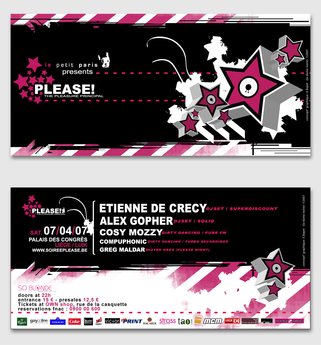 Ticket for an event with Etienne de Crecy and Alex Gopher